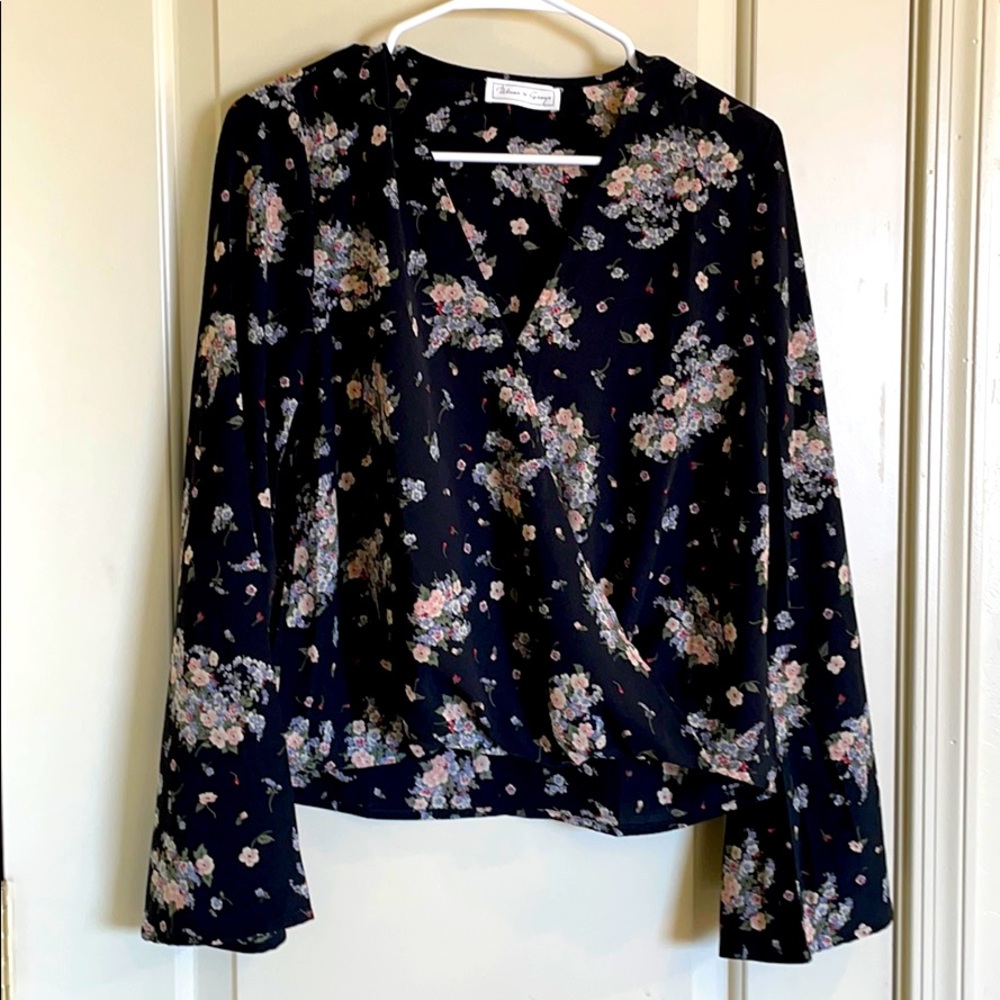 Black floral blouse